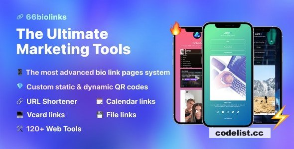 66biolinks v58.0.0 - Bio Links, URL Shortener, QR Codes &amp; Web Tools (SAAS) - nulled